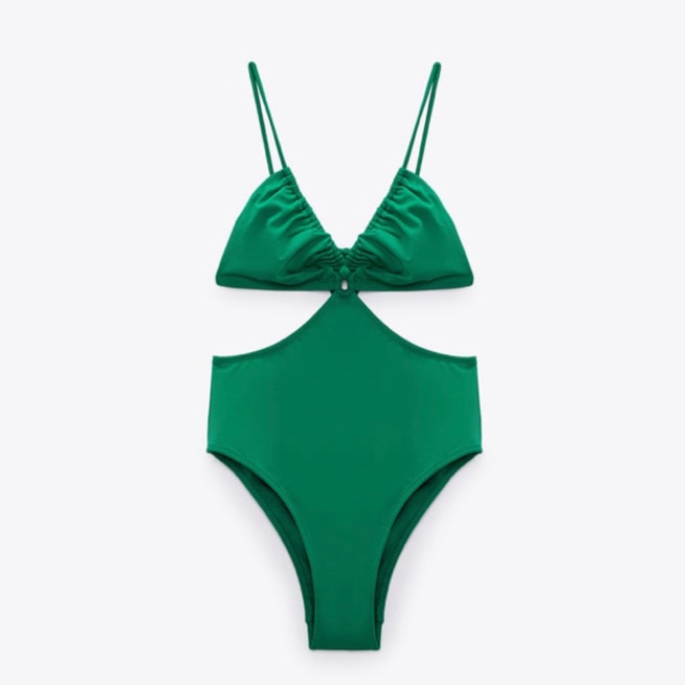 CUT OUT SWIMSUIT EMERALD GREEN